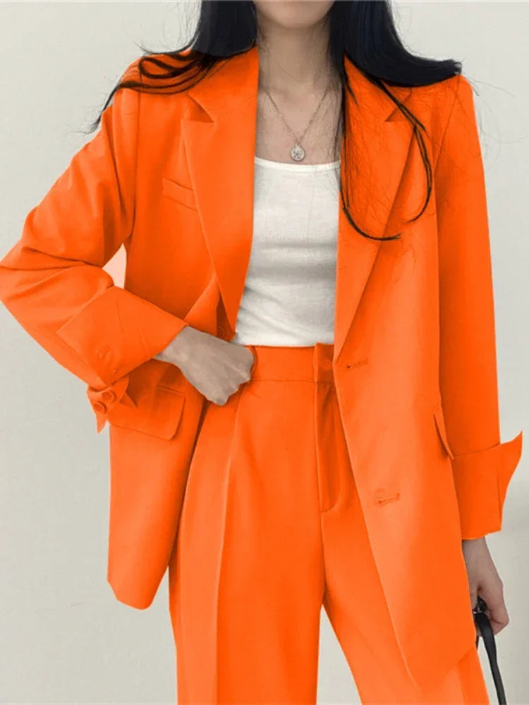 Mode 2-teilige Sets Damen Outfits Frühling Herbst Neu in Koreanische Hosen Sets Pendler Eleganter Anzug Mantel 2-teilige Sets Damen Jacke