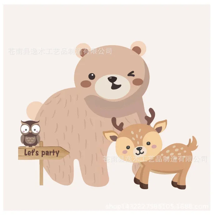 Cartoon Tiere Party Einweg Geschirr Wilde Bär Fuchs Wald Tiere Party DIY Dschungel Safari Alles Gute Zum Geburtstag Baby Dusche Dekor