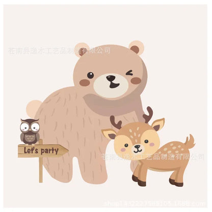 Cartoon Tiere Party Einweg Geschirr Wilde Bär Fuchs Wald Tiere Party DIY Dschungel Safari Alles Gute Zum Geburtstag Baby Dusche Dekor