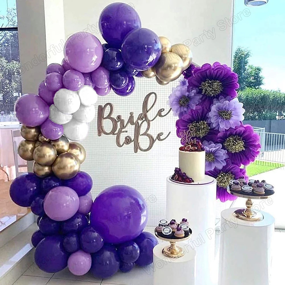 139 Stücke Dunkellila Licht Ballon Girlande Bogen Kit Metall Lila Gold Latex Ballons Hochzeit Party Braut Baby Dusche Geburtstag Dezember.