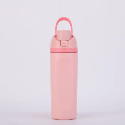 16/19/24/32OZ New 304 Stainless Steel Fitness Cup with Handle, Macaron Colored Insulated Bottle Large Capacity Straw Fruit Cup.