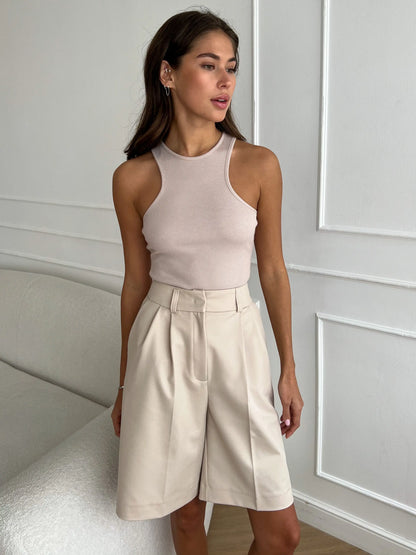 Bornladies Summer New High Waist Shorts for Women Casual Loose Wide Leg Solid Shorts Female Short Pants Y2k Booty Shorts.