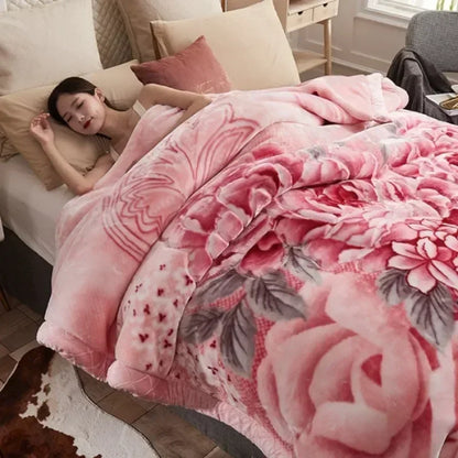 Double-layer Thick Plush Blanket Warm Skin Friendly in Winter Quilt Multiple Non Shedding Prints High Quality Bedding Article