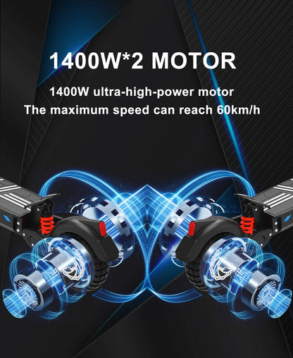 DriveTron DT10 Foldable Adult Electric Scooter, E-Scooter, 50km/h Electric Kick Scooter, 1000W Skateboards, 48V 15.6Ah Kickboard