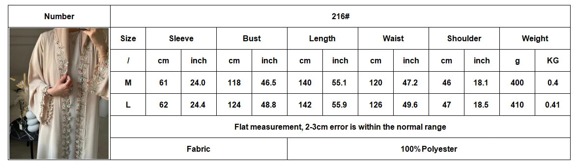 Dubai Elegante beige Abaya für muslimische Frauen – ingewöhnlich gefertigt mit mehrfarbigem Stickerei-Stück in islamischer bescheidener Mode.