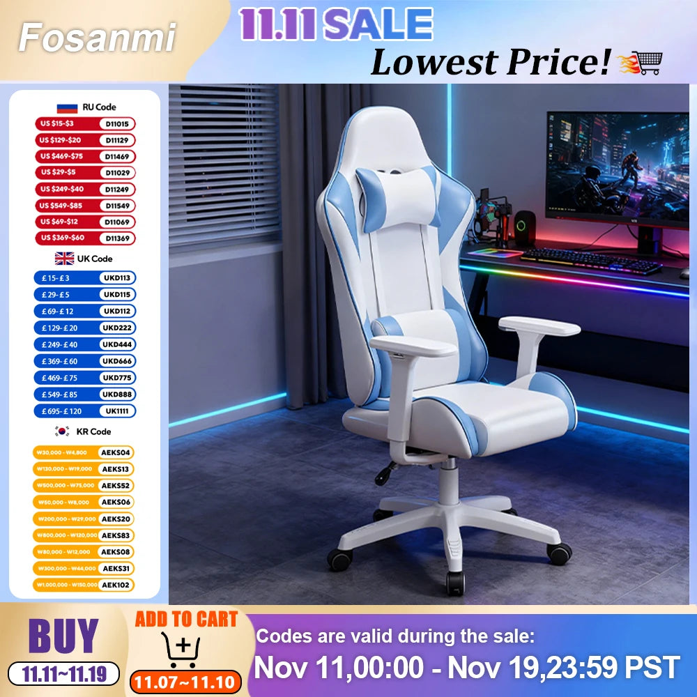 Computer-Bürostühle mit Rückenlehne, ergonomischer Gaming-Sessel mit drehbarer Silla-Heimbüromöbel für langes Sitzen