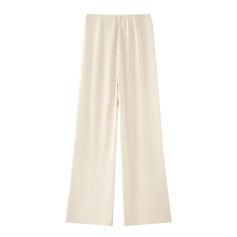 MUJER 2025 Women's Pants Sets Summer Satin High Waist Pants for Women Holiday Casual Pants Woman Straight Leg Trousers Woman.