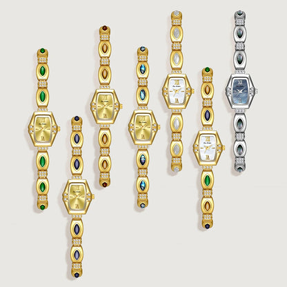 BS New Natural Black Gold Abalone Shell French Vintage Design Watch Woman Elegant Luxury Tonneau Dial Quartz Women's Watches.