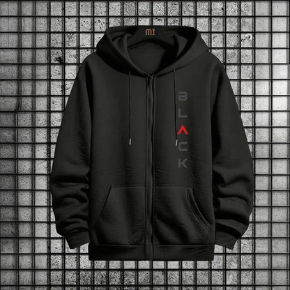 2025 Hot Sale Men 2 Piece Set Zipper Hoodie Streetwear Tracksuit Urban Fashion Outfit Black Letter Print Sweatshirt Sweatpants.