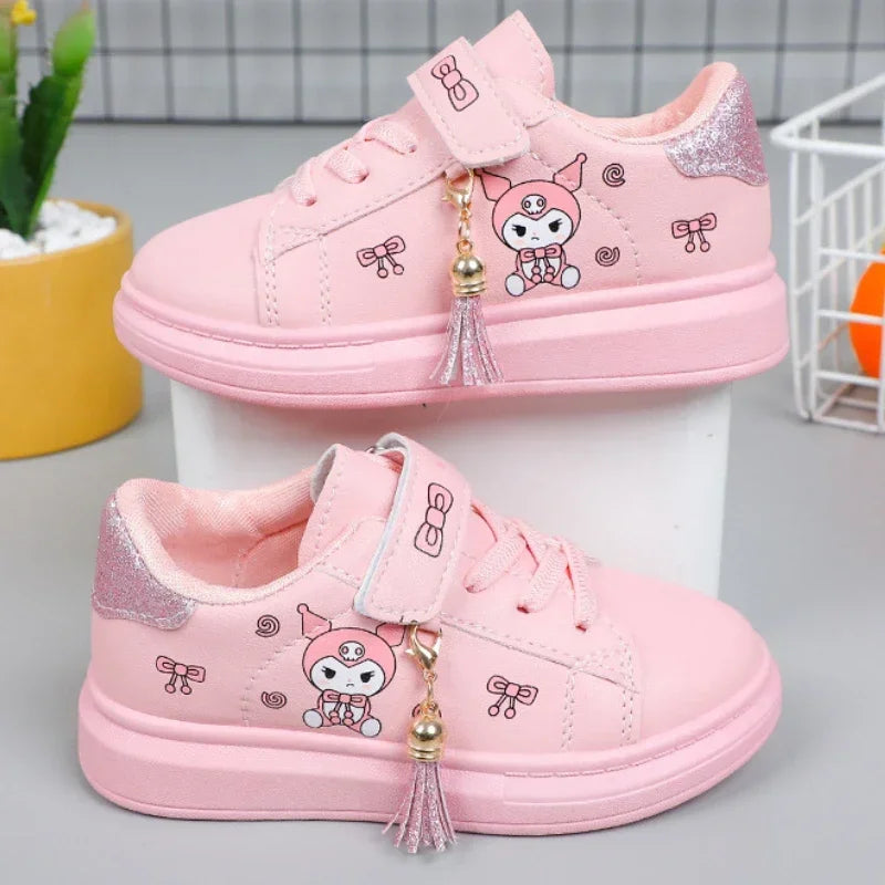 2025 Children's Little White Shoes Girls' Student Flat Bottom Casual Sports Shoes Low Top Spring Korean Plate Shoes.