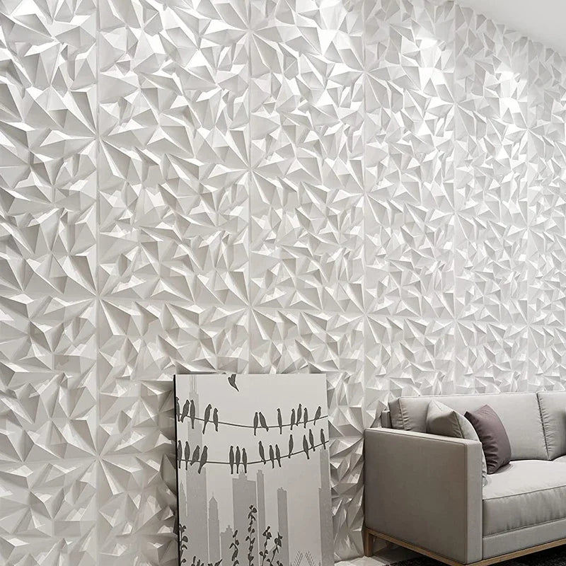10pcs Diamond Design Decorated 3D Wallpanel, 30cmx30cm Matte White/Black/Golden, Diy Home Decoration Wallboard Wall stickers