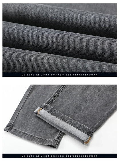 Business Lyocell Jeans Men Summer New Thin Fashion Straight Breathable Brand Pants Male Slim Comfortable  Denim Trousers