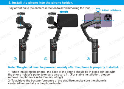 Handheld 3-Axis Gimbal Phone Holder Anti Shake Video Record with Selfie Tripod Stabilizer for Xiaomi iPhone Cellphone Smartphone