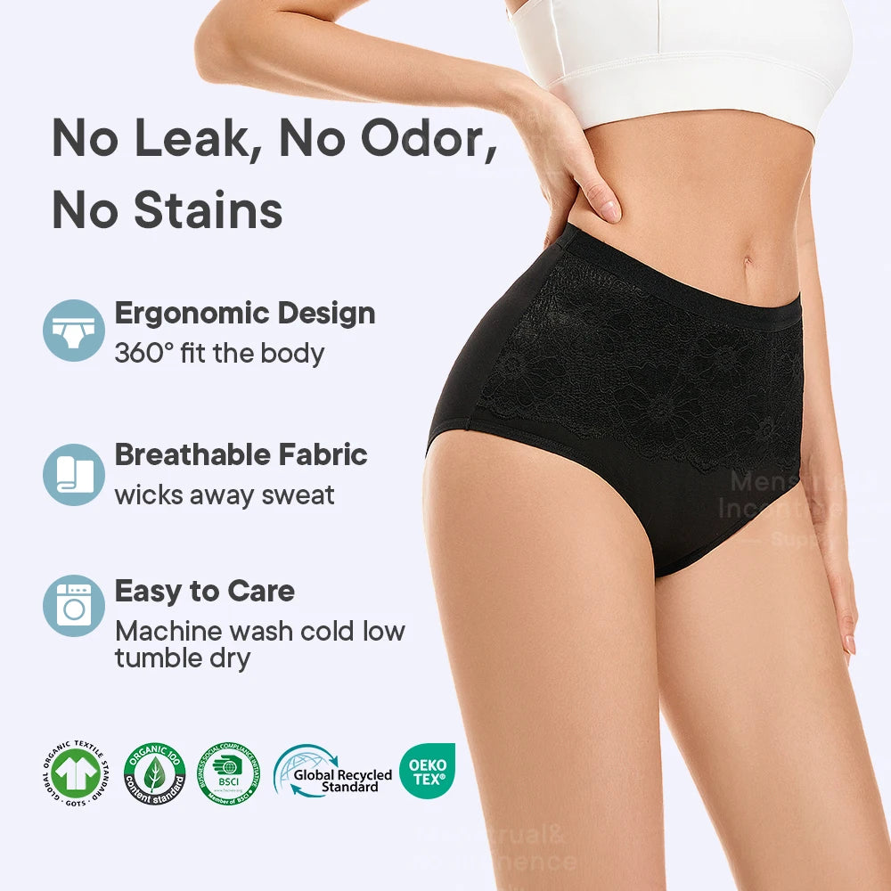 High Rise Women’s Incontinence Panties Multi-layer Leakproof Incontinence Underwear High Absorbency Reusable Eco-Frie.