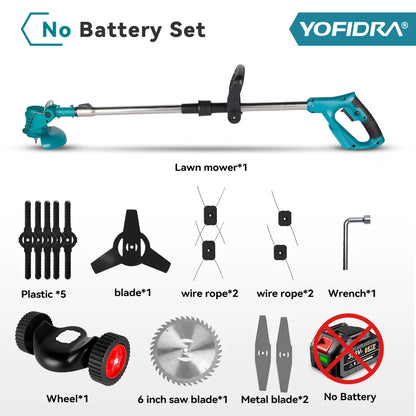 YOFIDRA 100–135 cm elektrischer Rasenmäher, 1500 W, kabellos, faltbar, Trimmer, Beschneiden, Schneiden, Garten, Elektrowerkzeug für Makita-Akku-Pin