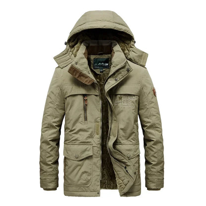 Winter Fleece Long Jacket Men Casual Thicken Warm Cotton Padded Jackets Man Fashion Hooded Outdoor Windproof Parkas Snow Coat.