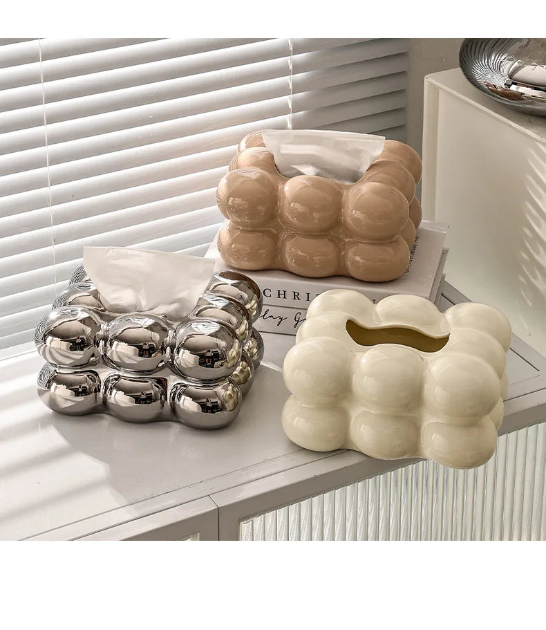Cotton Candy Drawer Tissue Box Ceramic Light Luxury Home Living Room Creative Table Tissue Box Modern Ceramics Tissue Case.