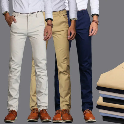 Classic Style Men Spring Summer Thin Casual Pants Fashion Business Cotton Solid Color Office Trousers High Quality Men Trousers.