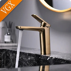 VGX Bathroom Faucets Luxury Gold Basin Mixer Sink Faucet Gourmet Washbasin Tapware Hot Cold Water Tap Brass Chrome Black Grey