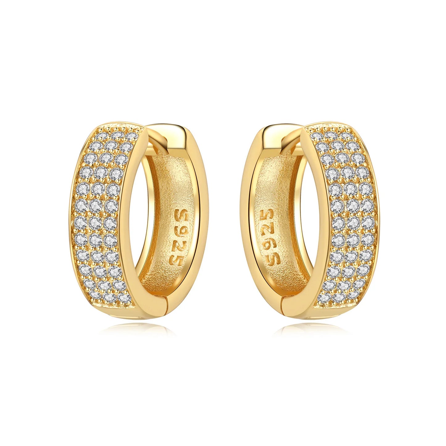 Original 2025 S925 Sterling Silver Zircon 18K Gold Lining Vintage Hoop Earrings for Women Birthday Party Wedding Gift Jewellery