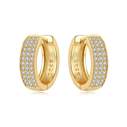 Original 2025 S925 Sterling Silver Zircon 18K Gold Lining Vintage Hoop Earrings for Women Birthday Party Wedding Gift Jewellery