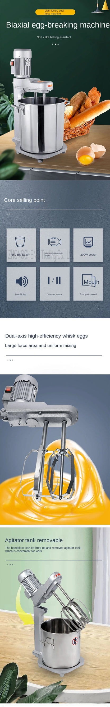 Hot Sale JD-15 Electric Food Mixer Cake Dough Bread Mixer Kitchen Stand Food Mixer Stainless Steel Bowl Cream Egg Whisk Blender.