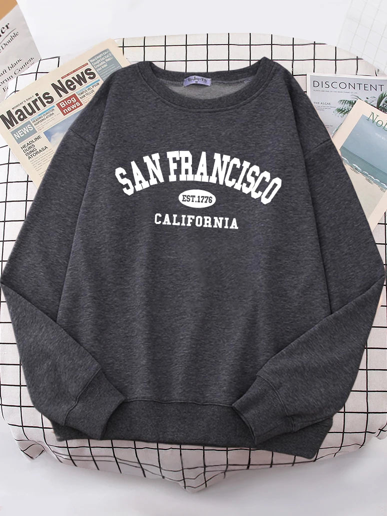 Sanfrancisco Est.1776 California Letter Street Hoodies Women Street Fit Hoodie Hipster Oversized Hoody hip hop All-match Top.