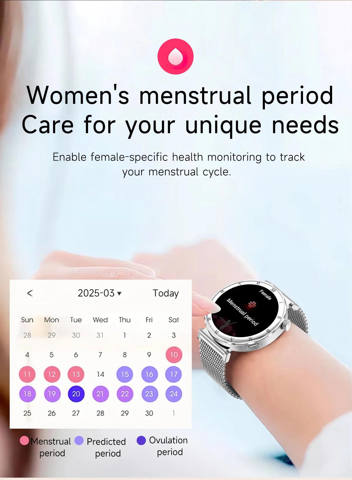 LIGE Luxury 1.19” AMOLED Screen Smart Watch Women Health Monitor Women's Wristwatch Bluetooth Call Waterproof Ladies Smartwatch.