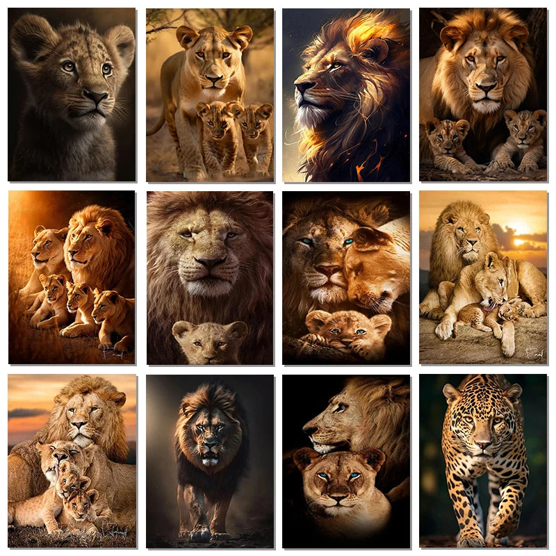 Classic Animal Aesthetics Wall Art Pictures Wild Lion Tiger and Cub Posters and Prints Canvas Painting Home Bedroom Decor Gifts.