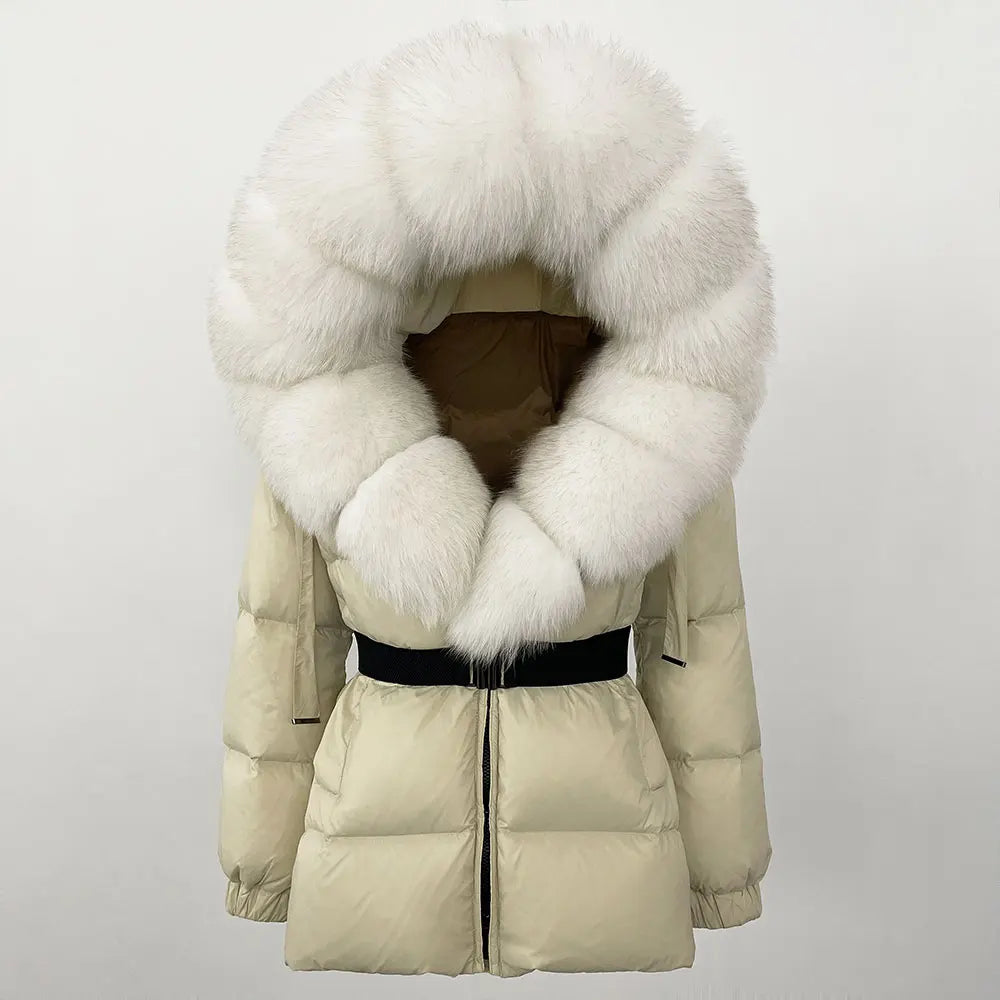OFTBUY 2025 Winter Kleidung Puffer Jacke Frauen Echt Fox Pelz Mit Kapuze Dicke Warme 90% Weiße Ente Unten Mantel Weibliche Parkas wasserdicht