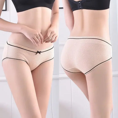 Ladies Cotton Underwear Panties Girls Sexy Seamless Antibacterial Crotch Breathable Briefs Mid-waist Large Size Women's Panties.
