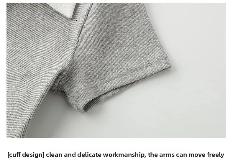 Chic Short Sleeve Polo Neck T-Shirt Women's Summer New Design Sensation Gexuan Fashionable Flip Collar Shoulder Length.