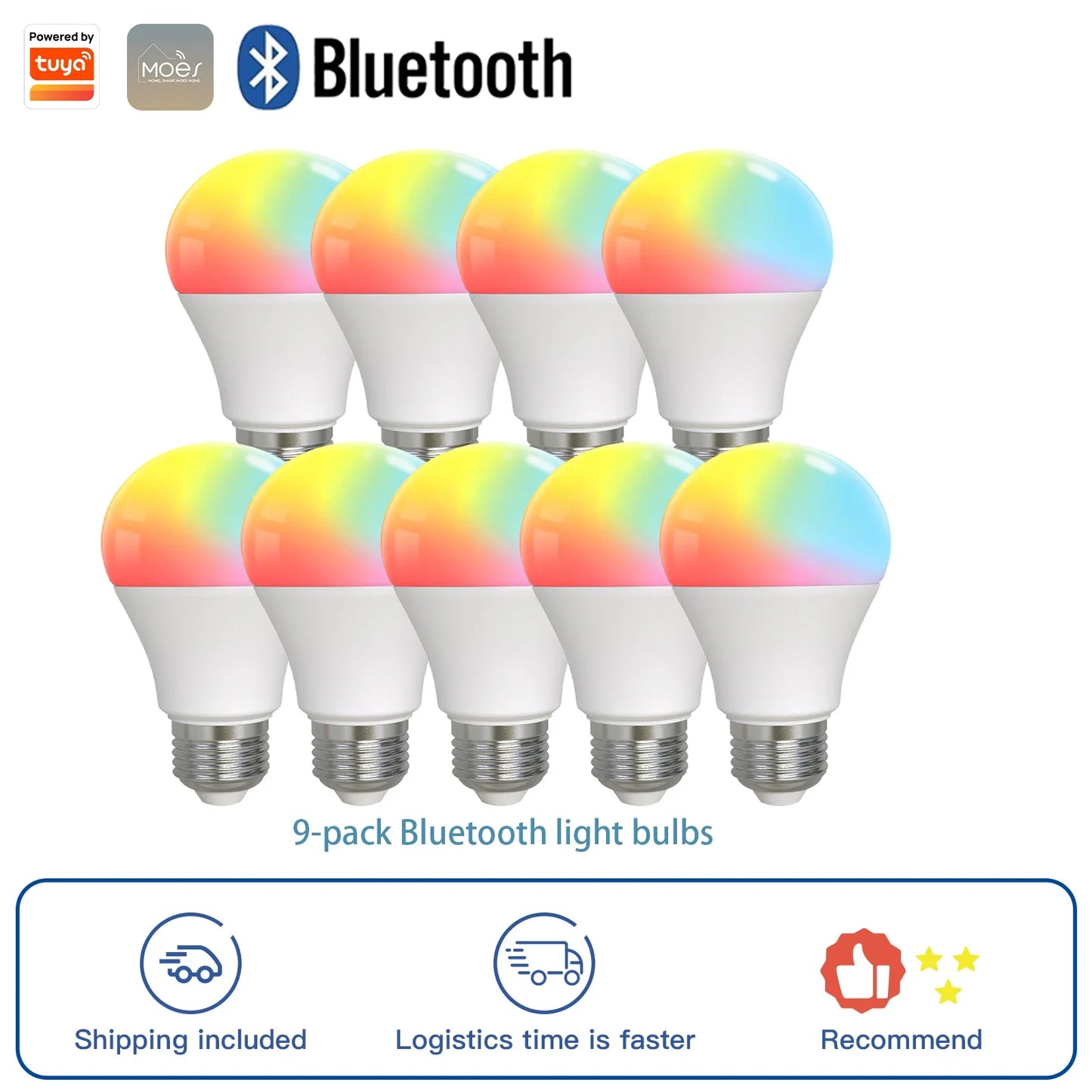 MOES Smart Bluetooth Led-lampe Dimmbare Licht lampe 9W E27 TUYA Lampen Party Licht Farbe Einstellbare Dimmer Alexa google stimme