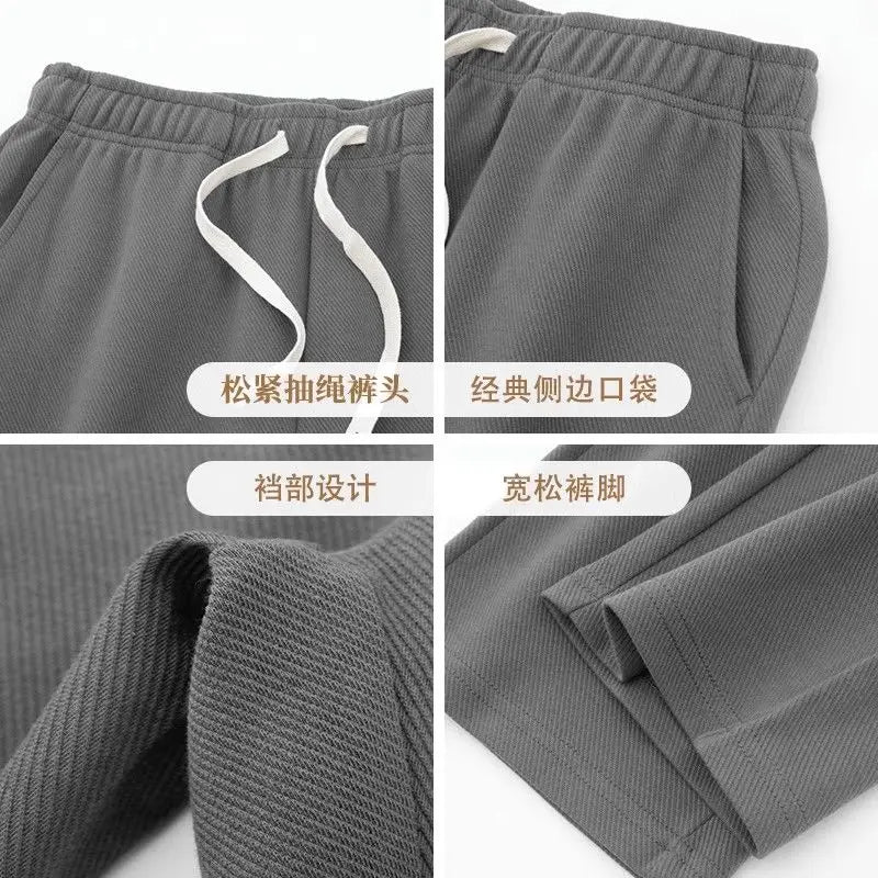 Männer Lose Gerade Hosen Diagonal Streifen Elastische Taille Alle-spiel Knöchel Länge Hosen Frühling Herbst Casual Outdoor Jogginghose.