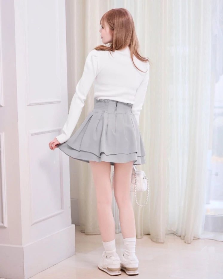 Japanese Lolita Black Skirts Women 2025 Spring Autumn New Radian Waistline Slim Short Pleated Skirt Female Mini Skirt Culottes