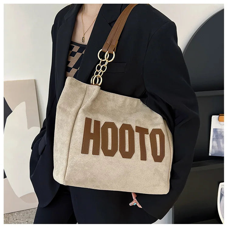 Solid Color Shoulder Bag, Trendy Letters Tote Bag, Canvas Campus Handbag for Women, Office,College,Work,Travel Hand Bags Bolsa.