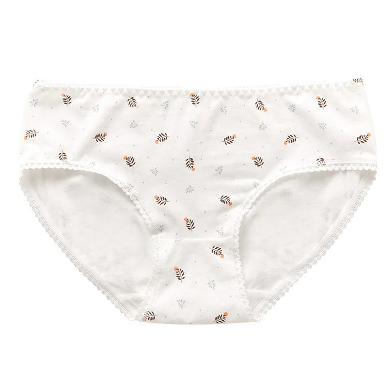 New Women Panties Antibacterial Cotton Lace Underwear Women's Floral Sweet Girls Briefs Mid-waist Shorts Female Lingerie M-XXL