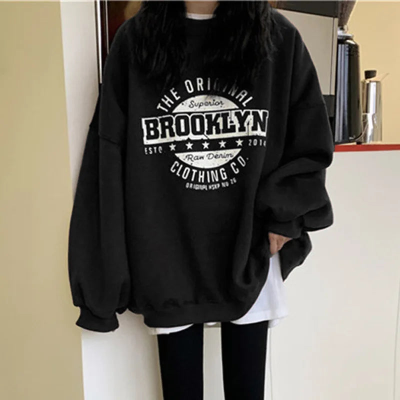 Women Hoodies 2025 Spring Woman clothing Office Lady Loose Coat Sweatshirts Letter Printed Pullovers Korean Fashion Y2k top Coat.