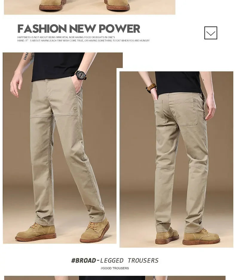 Men's Pants 97% Cotton Thick Business Casual Korean Grey Cargo Trousers Male Large Size 38 40 Brand Clothing Pant.