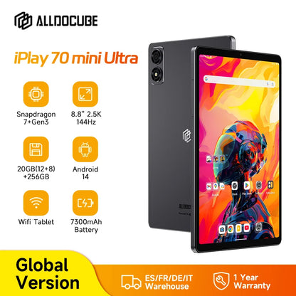 ALLDOCUBE iPlay 70 mini Ultra Gaming Tablet 8.8'' 2.5K 144Hz Snapdragon 7+Gen3 20GB（12+8 Virtual）RAM 256GB ROM 7300mAh Android14.