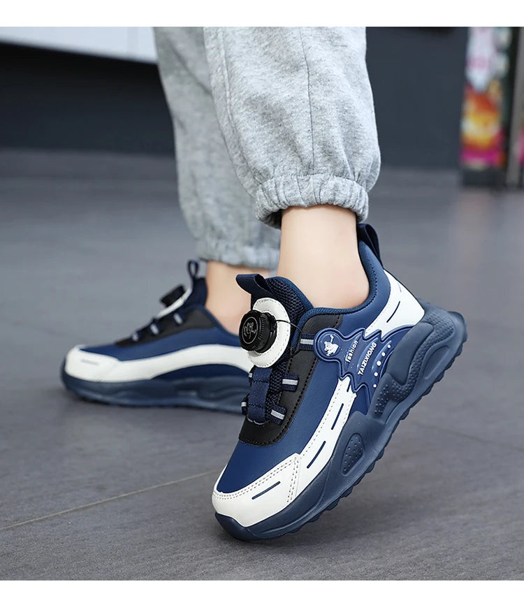 Boys Anti-Slip Waterproof Leather Running Shoes Outdoor Sports Walking Shoes Comfort Kids Sneakers For Autumn Winter 5-16 Years.