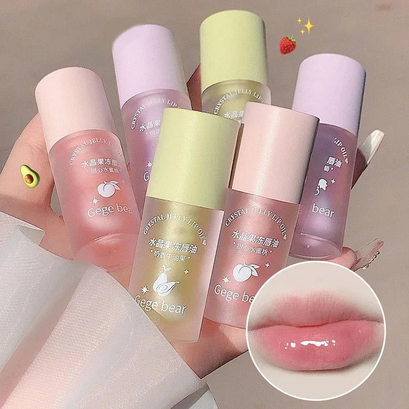 Crystal Jelly Lip Oil Hydrating Plumping Lip Coat Lipstick Moisturizing Mirror Lip Gloss Clear Lip Plumper Cosmetics Makeup.