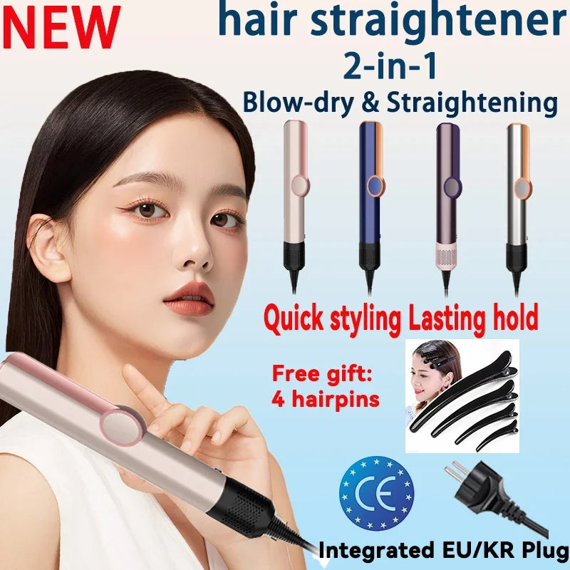 2025 New 2-in-1 Hair Straightener & Dryer Combo - Smartly Controlled Negative Ion Heating Plates, Suitable for Home Hair Styling.