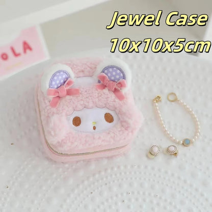 Cute My Melody Sweet Piano Cosmetic Bag Lovely Pink Drawstring Bag Kawaii Jewel Case Japanese Style Plush Bag Gifts Girl