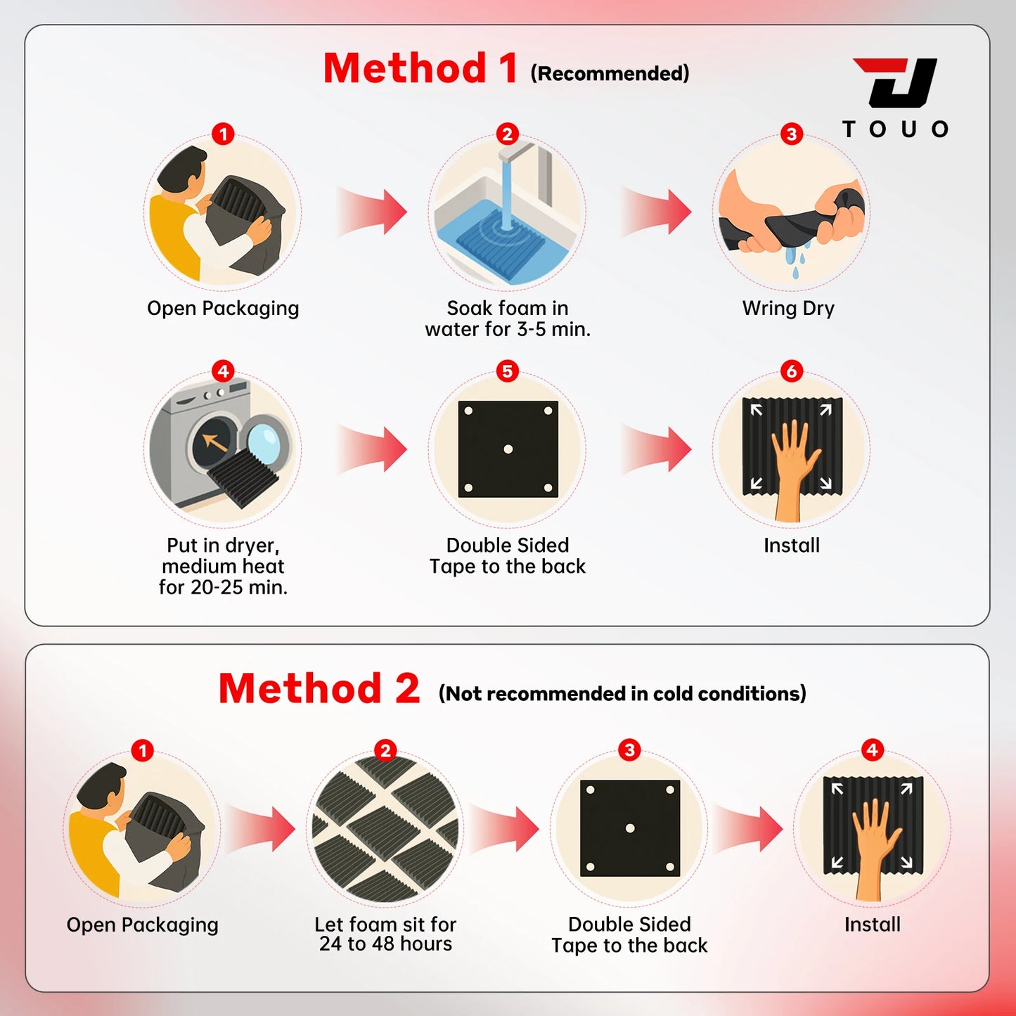 TOUO Egg Trough Wall Soundproof Foam 6 12 24 48 Pcs High Density Sound Absorbing Material Acoustic Foam Ceiling Noise Insulation