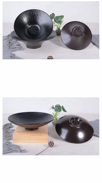 Hotpot Restaurant Melamine Tableware Black Frosted Dinner Plate Japanese Sushi Plates Not Easily Broken Snack Fruit Dishes.