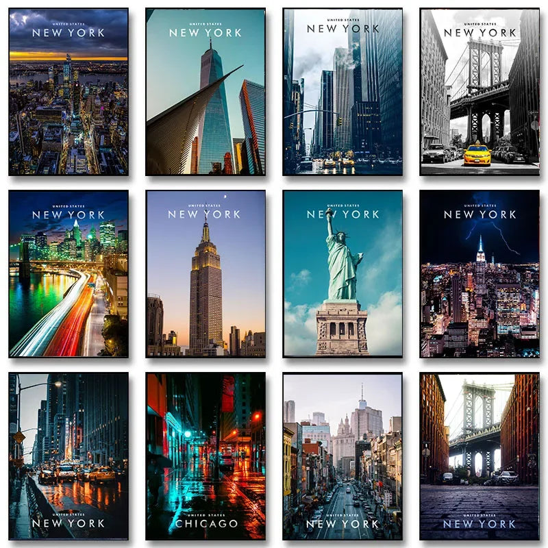 New York City Landscape Poster Travel Canvas Painting Modern Wall Art Modular Print Pictures Aisle Home Living Room Decoration.