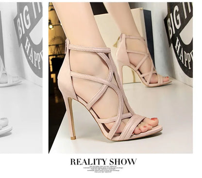 BIGTREE Shoes Roman Style High Heels Woman Pumps Stiletto Heels 11 Cm Women Heels Sexy Party Shoes Hollow Out Women Sandals 2025