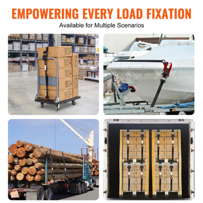 SucceBuy 4 Stück Anhänger-Ratschen-Spanngurte mit gepolsterten Griffen, Haken-Bremsbindegürtel für die Bewegen, Sicherung von Fracht und Motorrädern