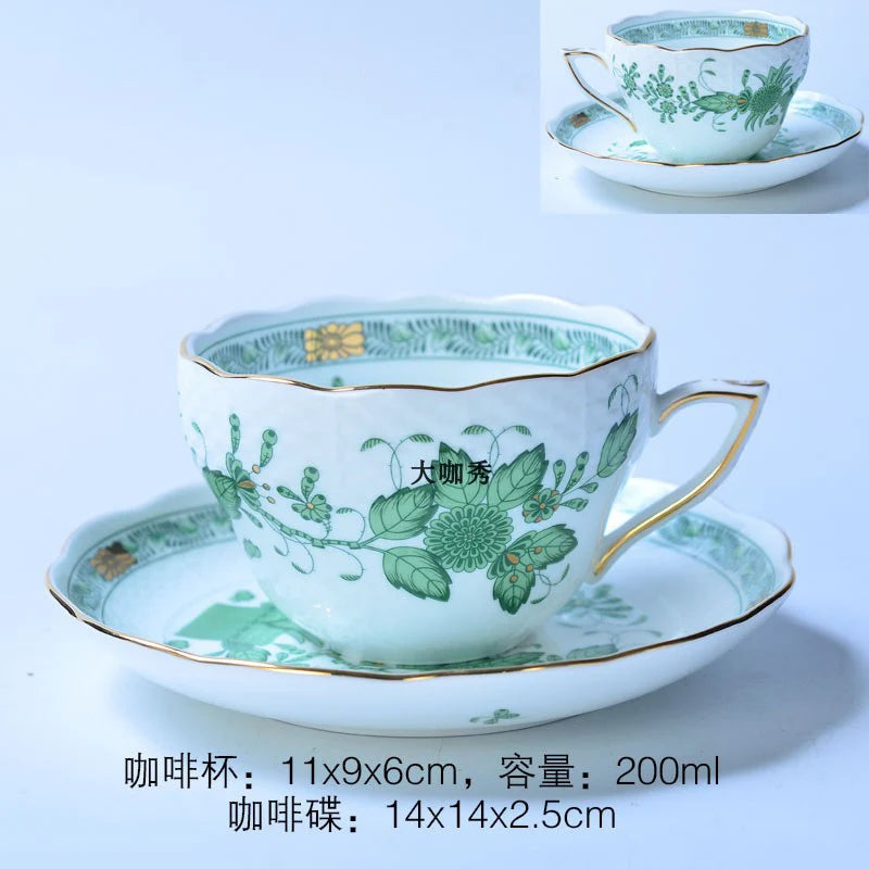 Classical Cup and Saucer Flower Basket Coffee Mug Afternoon Tea Cup Dessert Saucer Home Drinking Cup Saucer Valentine's Day Gift.